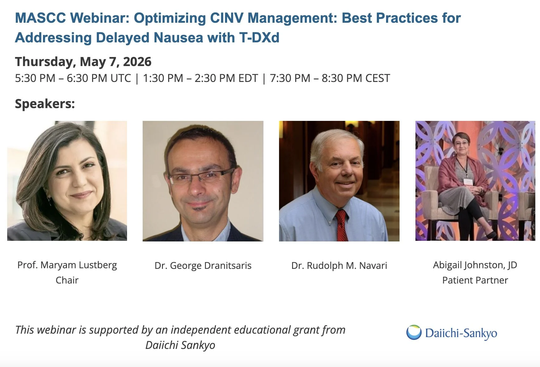 Join the Webinar on Optimizing CINV Management - MASCC