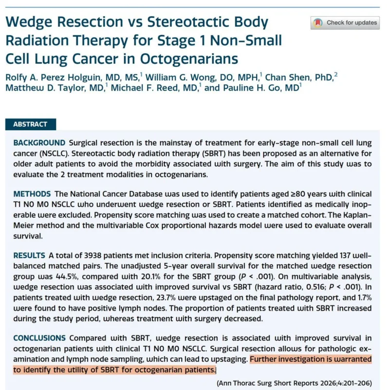 Drew Moghanaki: SBRT Vs Surgery In Octogenarian Patients With Stage I NSCLC