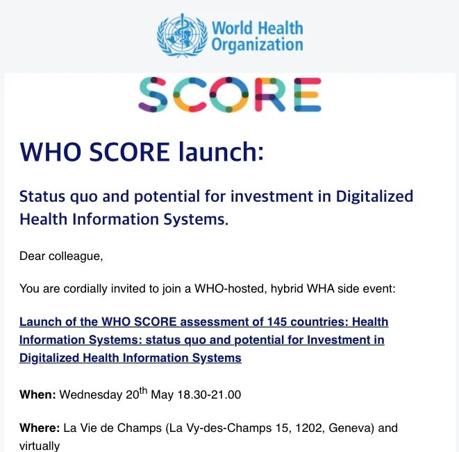 Alain Labrique: Launch of the WHO SCORE Assessment of 145 Countries