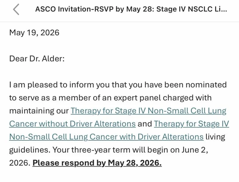 Laura Alder: Honored to Serve on ASCO Expert Panel for Stage IV NSCLC Living Guidelines