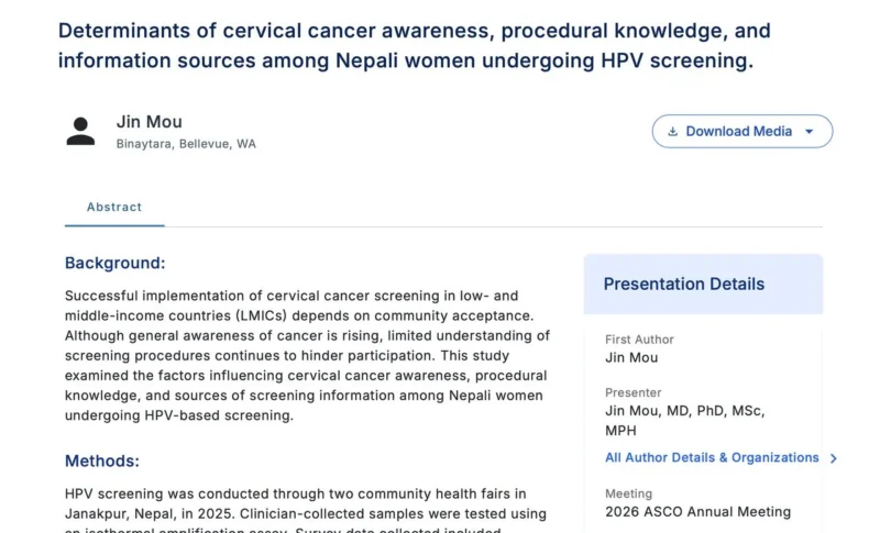 Binay Shah: Exploring Cervical Cancer Awareness and HPV Screening Knowledge in Nepal 2 Binay Shah