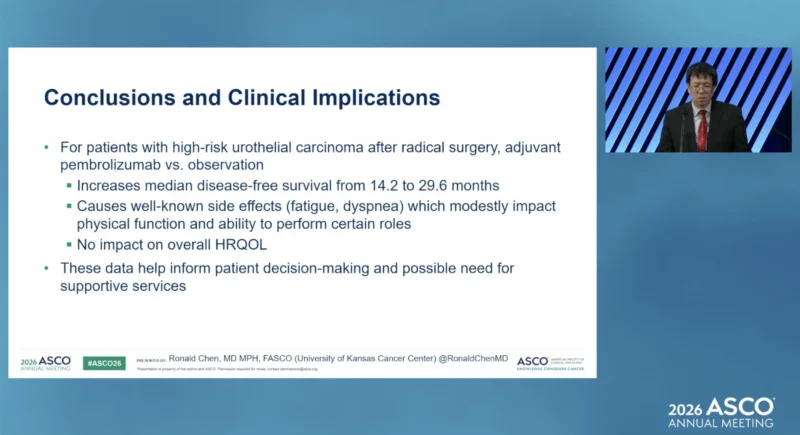 AMBASSADOR at ASCO 2026: HRQOL with Pembrolizumab or observation After Surgery in High-Risk MIUC 5 AMBASSADOR conlusion