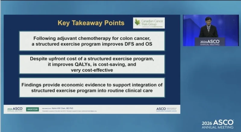 CHALLENGE at ASCO 2026: Cost-Utility Analysis of Exercise After Adjuvant Chemotherapy in Colon Cancer 5 CHALLENGE takeaway