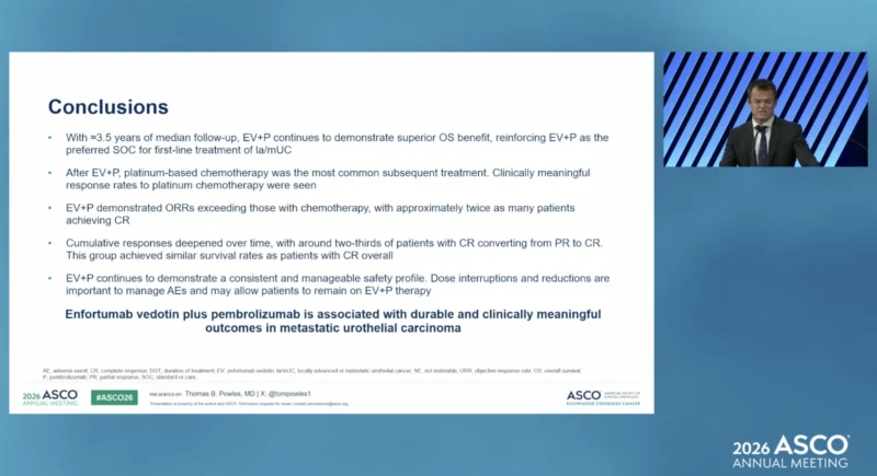 EV-302 at ASCO 2026: 3.5-Year Follow-Up Confirms Long-Term Benefit of EV Plus Pembro in la/mUC 5 EV-302 takeaway
