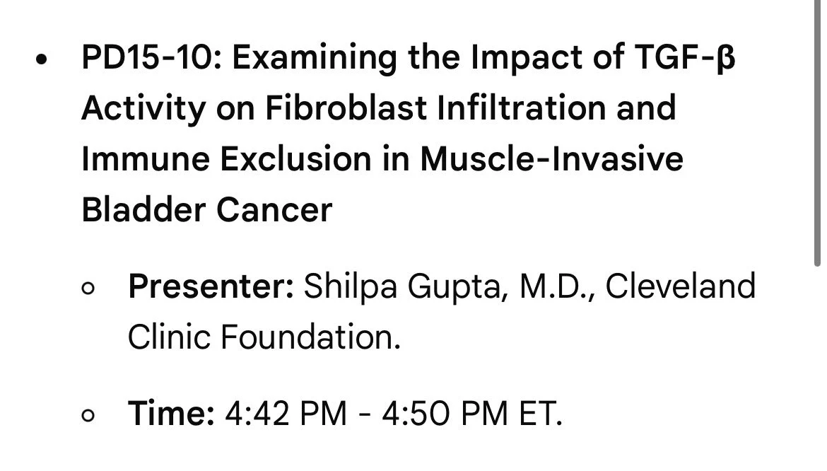 Shilpa Gupta: How TGFβ Activity May Shape Fibroblast Infiltration and Immune Exclusion in MIBC