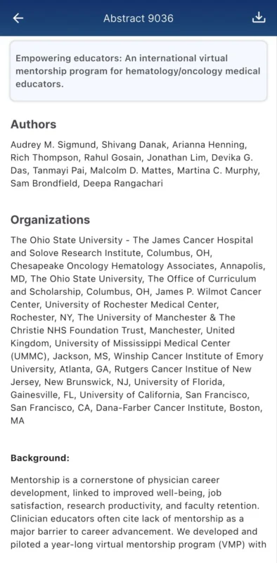 Devika Das: Poster on International Mentorship in Hematology/Oncology 2 Devika Das