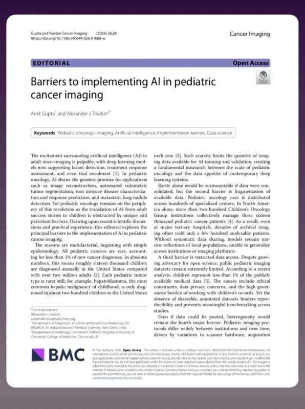 Amit Gupta: Honored To Have Co-Authored Pediatric Cancer Imaging Presentation With Alex Towbin