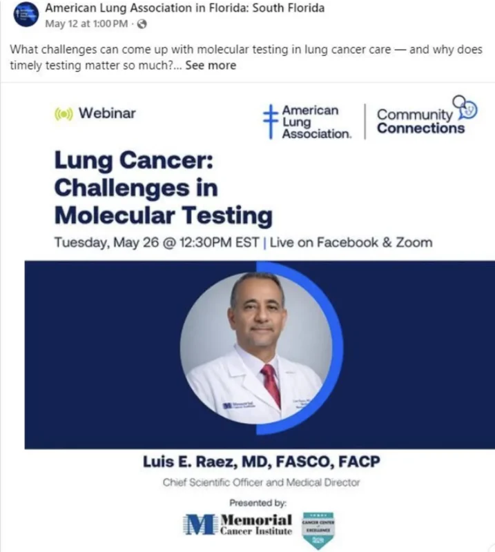 Luis Raez: Webinar on Challenges in Molecular Testing in Lung Cancer Care