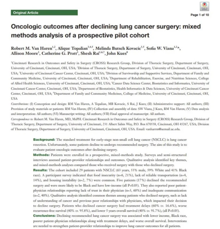 Alique Topalian: Why Patients Decline Lung Cancer Surgery 2 Alique Topalian: Why Patients Decline Lung Cancer Surgery