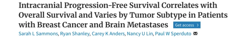 Sarah Sammons: Breast GPA Predicts Intracranial Progression-Free Survival in Brain Metastases
