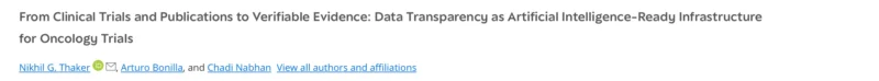 Arturo LoAlza-Bonilla: AI in Oncology Depends on Transparent and Verifiable Evidence