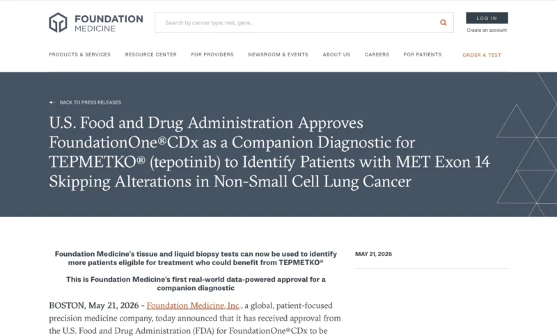 FDA Approves FoundationOne CDx as Companion Diagnostic for TEPMETKO in METex14 NSCLC 2 FoundationOne CDx
