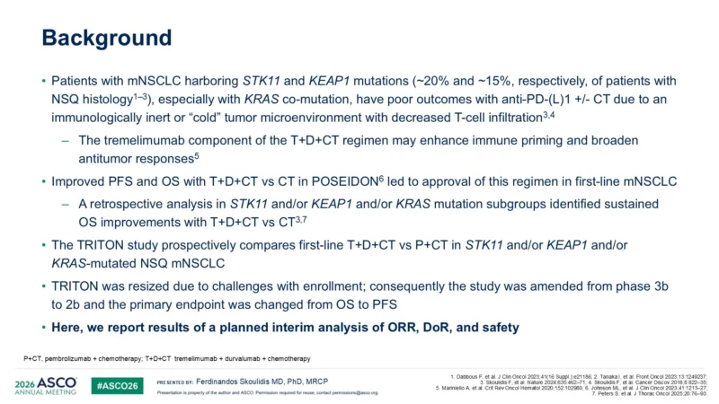 TRITON Interim Analysis: Tremelimumab Plus Durvalumab And Chemotherapy Shows Early Response Signal In STK11/KEAP1/KRAS-Mutated NSCLC 3 TRITON
