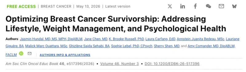Jasmin Hundal with Amy Comander: New Article on Breast Cancer Survivorship Optimization 2 Jasmin Hundal, Amy Comander