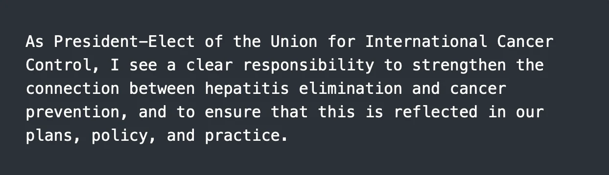 Zainab Shinkafi-Bagudu: Hepatitis Elimination and Cancer Prevention - An Intersection for Global Health Action