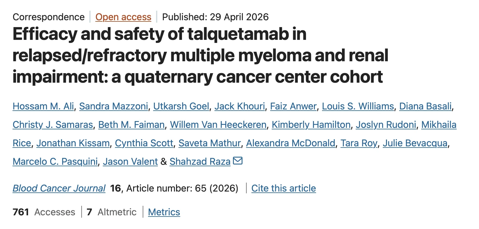 Mostafa Faisal: Talquetamab in Relapsed/Refractory Multiple Myeloma