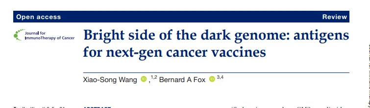 Bernard A. Fox: Cancer’s Dark Matter in Immunotherapy