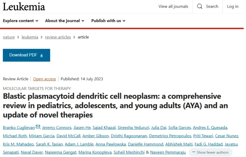BPDCN Paper of the Day: Pediatric and AYA Cases – BPDCN International Registry