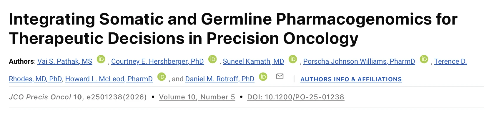 Porscha Johnson Williams: Evaluating Germline PGx Variants Alongside Somatic Mutations