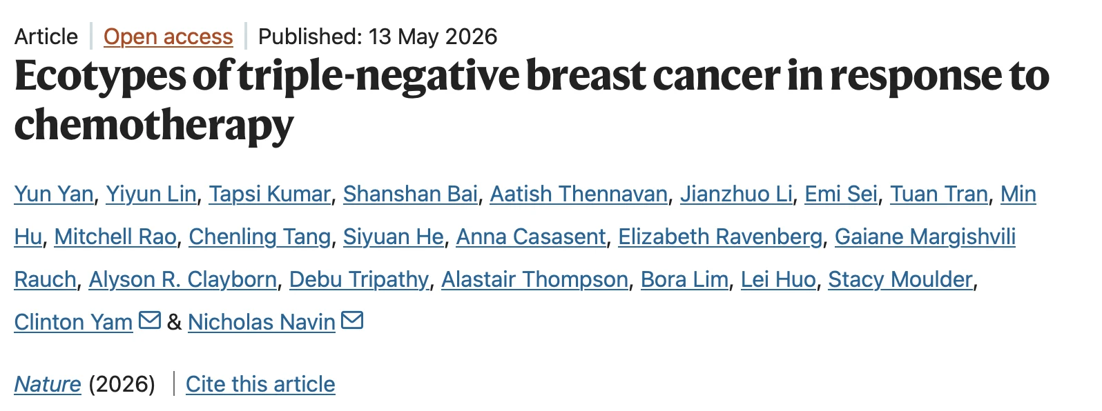 Nicholas Navin: Building a Classifier to Predict Chemotherapy Benefit in TNBC