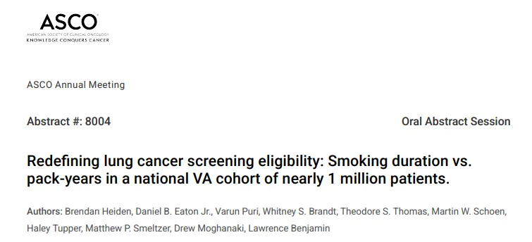 Drew Moghanaki: Smoking Duration as a Metric to Expand Eligibility for Lung Cancer Screening