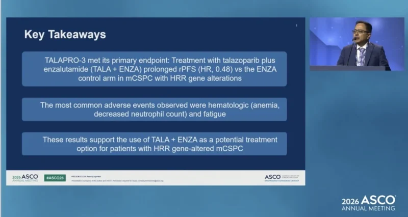 TALAPRO-3 at ASCO 2026: Talazoparib Plus Enzalutamide Improves rPFS in HRR-Deficient mCSPC 6 TALAPRO-3 takeaway