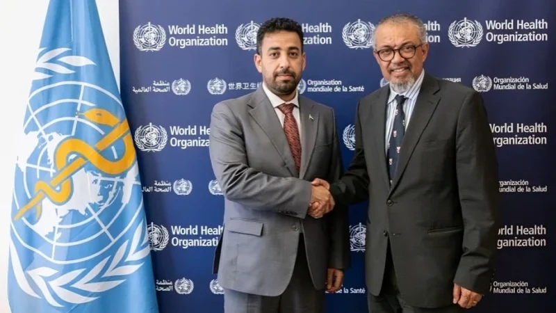 Tedros Adhanom Ghebreyesus and Musaab Alali Discussing the Health Needs of People in Syria
