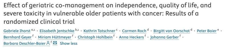 New Trial Explores Geriatric Co-Management During Cancer Treatment - SIOG