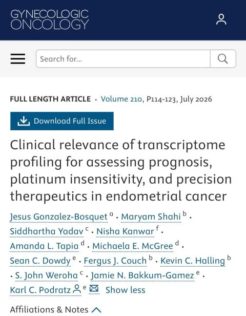 Siddhartha Yadav: Excited to See Two of Our Studies Published This Month in Gynecologic Oncology