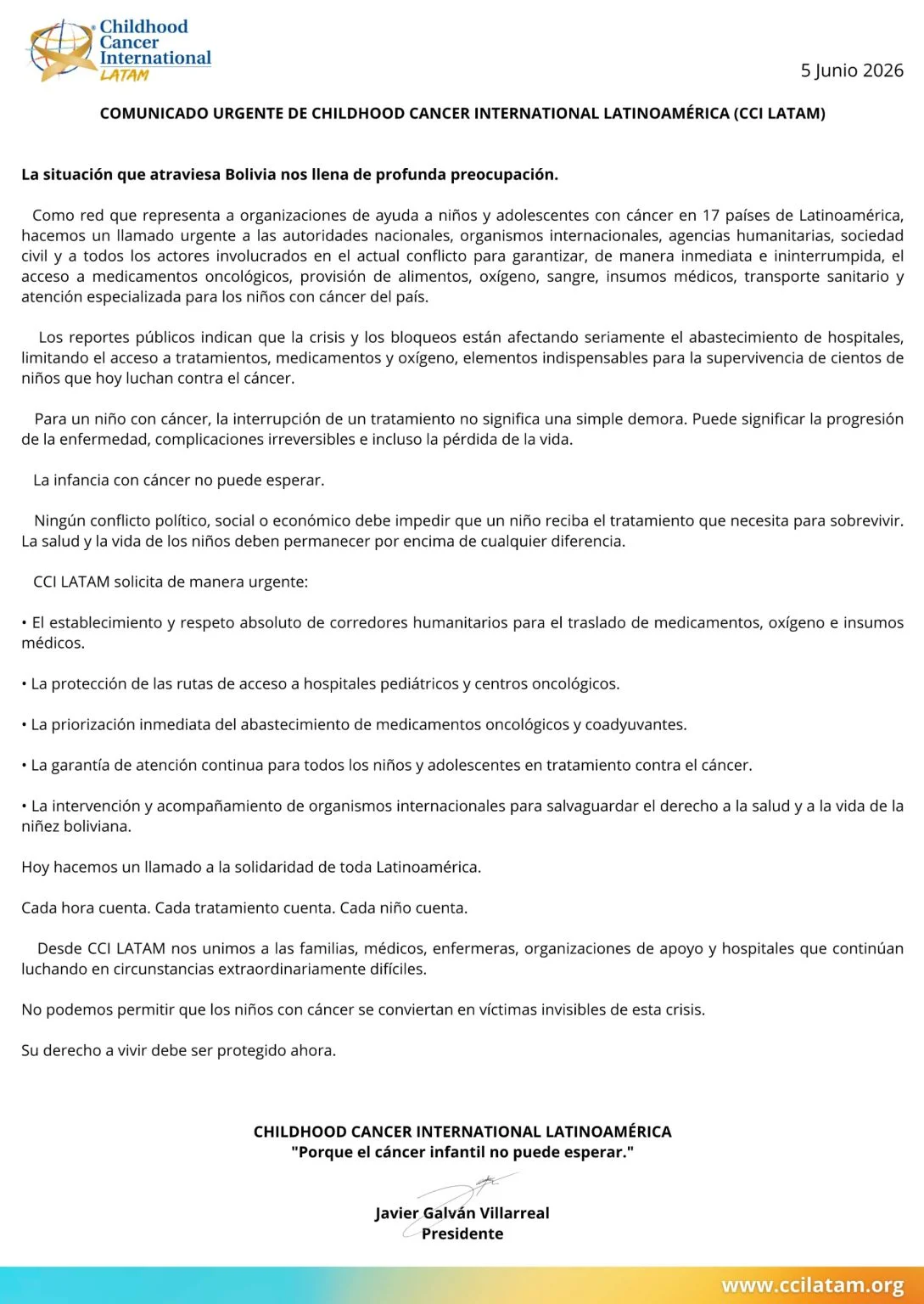 Alejandra Mendez: An Urgent Call to Guarantee Humanitarian Corridors for Children With Cancer 2 Alejandra Mendez: An Urgent Call to Guarantee Humanitarian Corridors for Children With Cancer