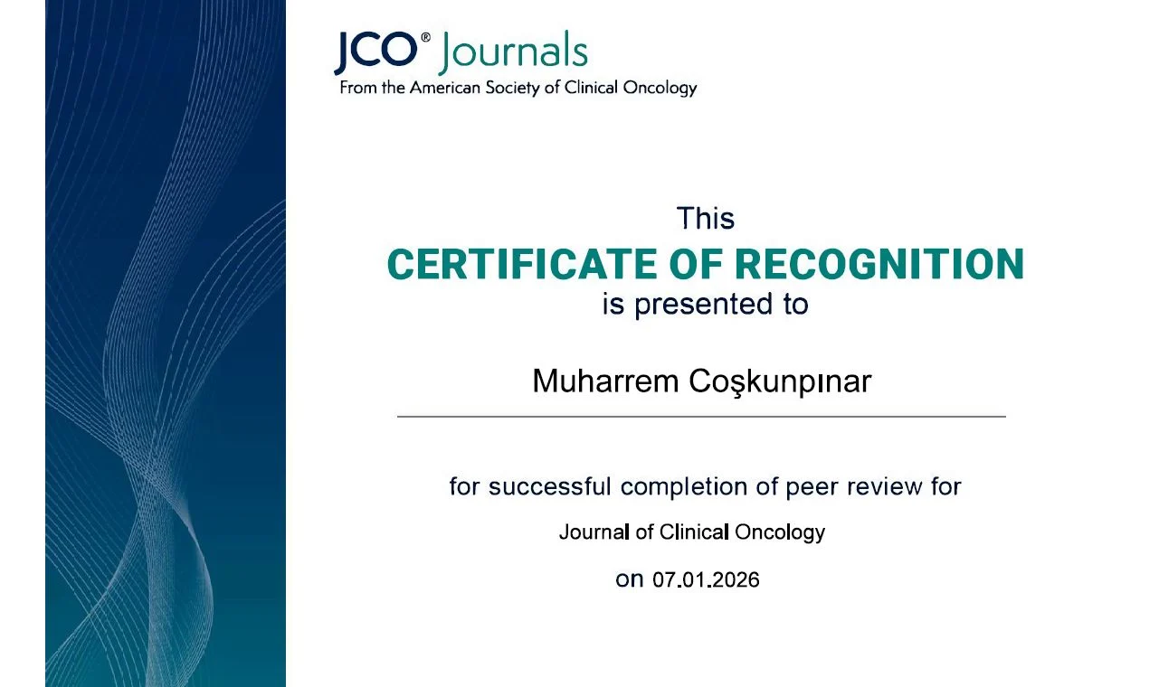 Muharrem Coşkunpinar: Honored to Have Successfully Completed the JCO Journals Trainee Reviewer Mentoring Program