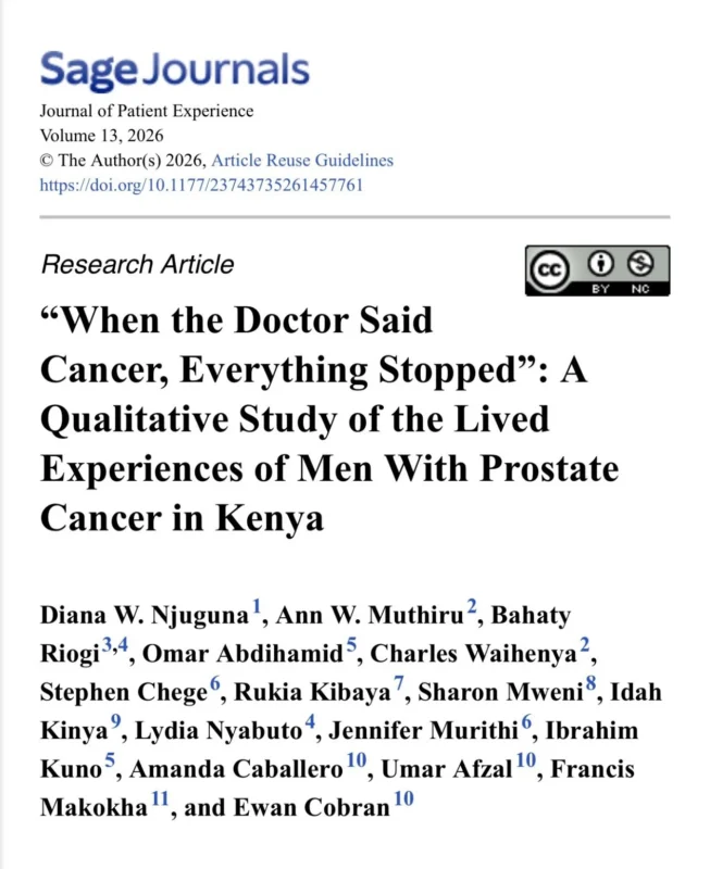 Omar Abdihamid: What Does it Mean to Live With Prostate Cancer in Kenya? 2 Omar Abdihamid: What Does it Mean to Live With Prostate Cancer in Kenya?