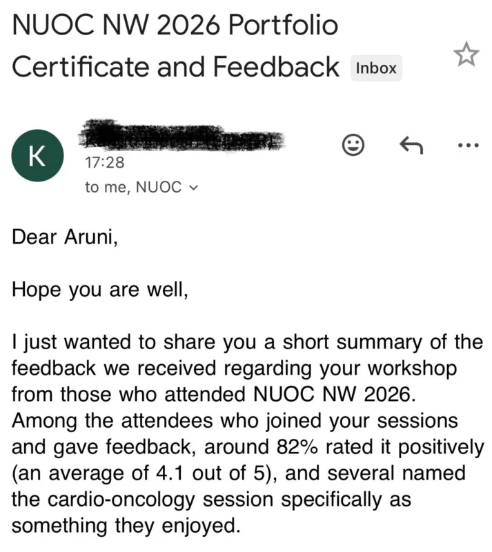 Aruni Ghose: At NUOC NW 2026 Preparing Students for the Future of Multidisciplinary Oncology Care 2 Aruni Ghose