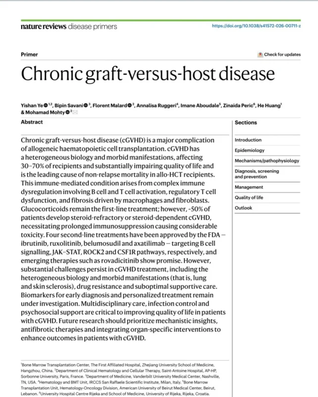 Mohamad Mohty: New Insights Into Chronic GvHD Published in Nature Reviews Disease Primers 2 Mohamad Mohty: New Insights Into Chronic GvHD Published in Nature Reviews Disease Primers