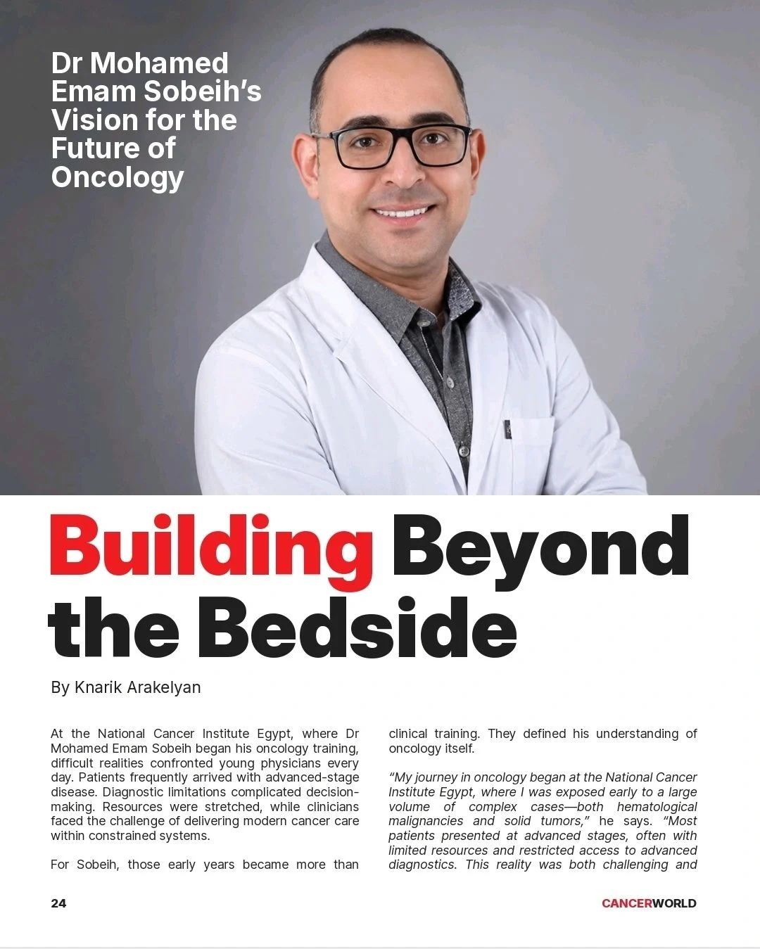 Mohamed Emam Sobeih: Honored to Be Featured in CancerWorld Magazine