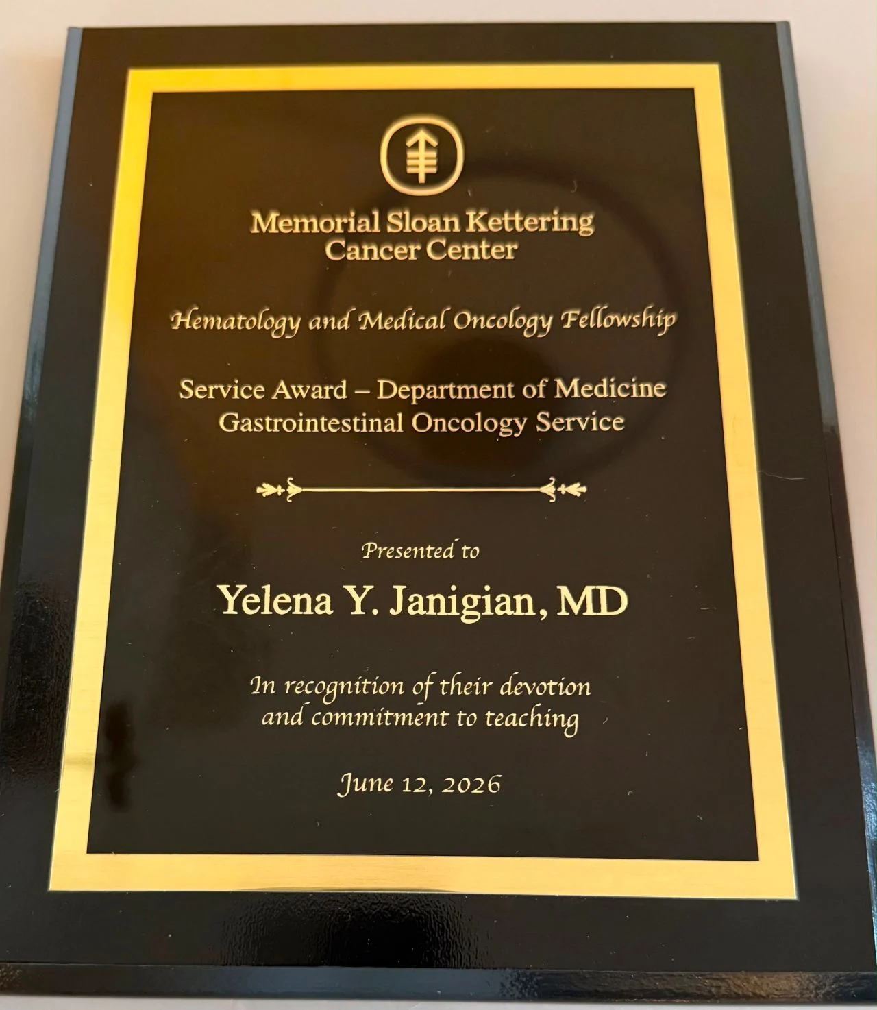 Yelena Janjigian: Honored to Receive the 2026 Hematology and Medical Oncology Fellowship Service Award 2 Yelena Janjigian: Honored to Receive the 2026 Hematology and Medical Oncology Fellowship Service Award