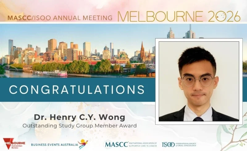 Congratulations to Henry Wong on Receiving the 2026 Outstanding Study Group Member Award - MASCC 2 MASCC