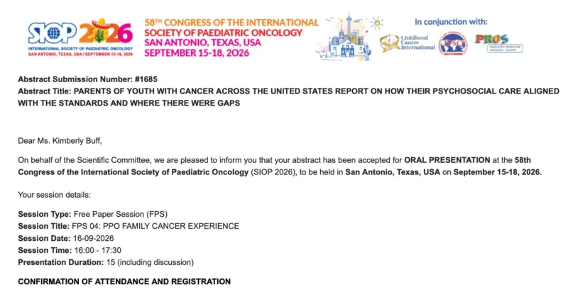 Kimberly Buff: Parent-Reported Psychosocial Care Findings Selected for Oral Presentation at SIOP 2026