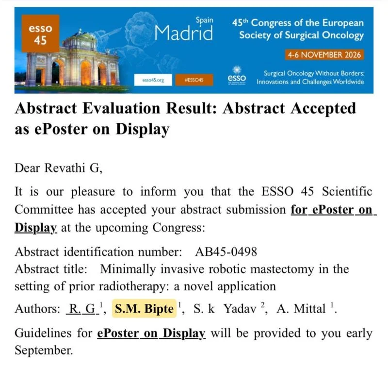 Sandip M. Bipte: Two Innovations in Breast Surgery to Be Presented at ESSO 2026