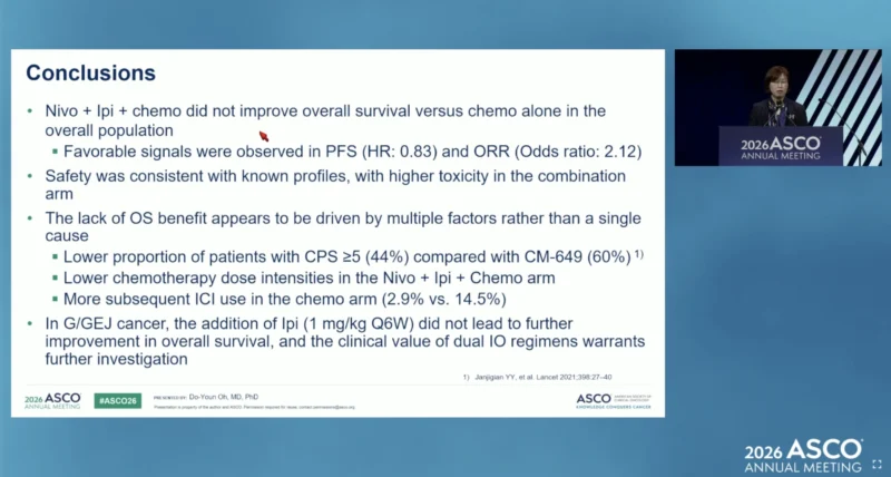 ATTRACTION-6 Trial at ASCO 2026: Nivolumab Plus Ipilimumab With Chemotherapy in HER2-Negative Advanced Gastric/GEJ Cancer 6 ATTRACTION-6 conclusion