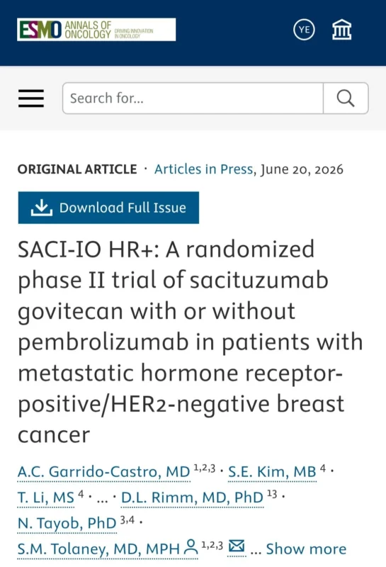 Yakup Ergün: Evaluating Sacituzumab Govitecan Plus Pembrolizumab for HR+/HER2- Metastatic Breast Cancer 2 Yakup Ergün: Evaluating Sacituzumab Govitecan Plus Pembrolizumab for HR+/HER2- Metastatic Breast Cancer