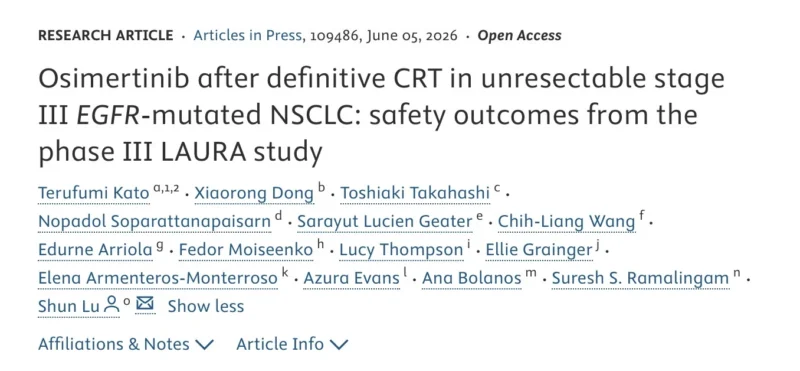 Stephen V Liu: Safety of Consolidation Osimertinib After Chemoradiation for EGFR Mutant NSCLC