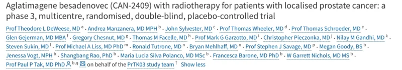 Adam Weiner: Phase 3 Trial of CAN-2409 With Radiotherapy in Localised Prostate Cancer