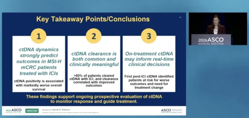 MSI-H mCRC at ASCO 2026: Real-World Study Evaluates ctDNA Dynamics During and After ICI Treatment 5 MSI-H mCRC takeaway