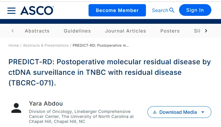 Yara Abdou: ASCO26 Abstract on Post-Surgical ctDNA Monitoring in High-Risk Early-Stage TNBC 2 Yara Abdou: ASCO26 Abstract on Post-Surgical ctDNA Monitoring in High-Risk Early-Stage TNBC