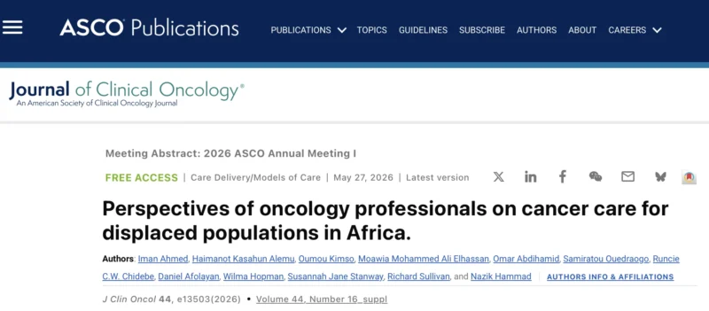 Moawia Mohammed Ali Elhassan on Barriers to Cancer Care in Displaced Populations in Africa 2 Moawia Mohammed Ali Elhassan on Barriers to Cancer Care in Displaced Populations in Africa