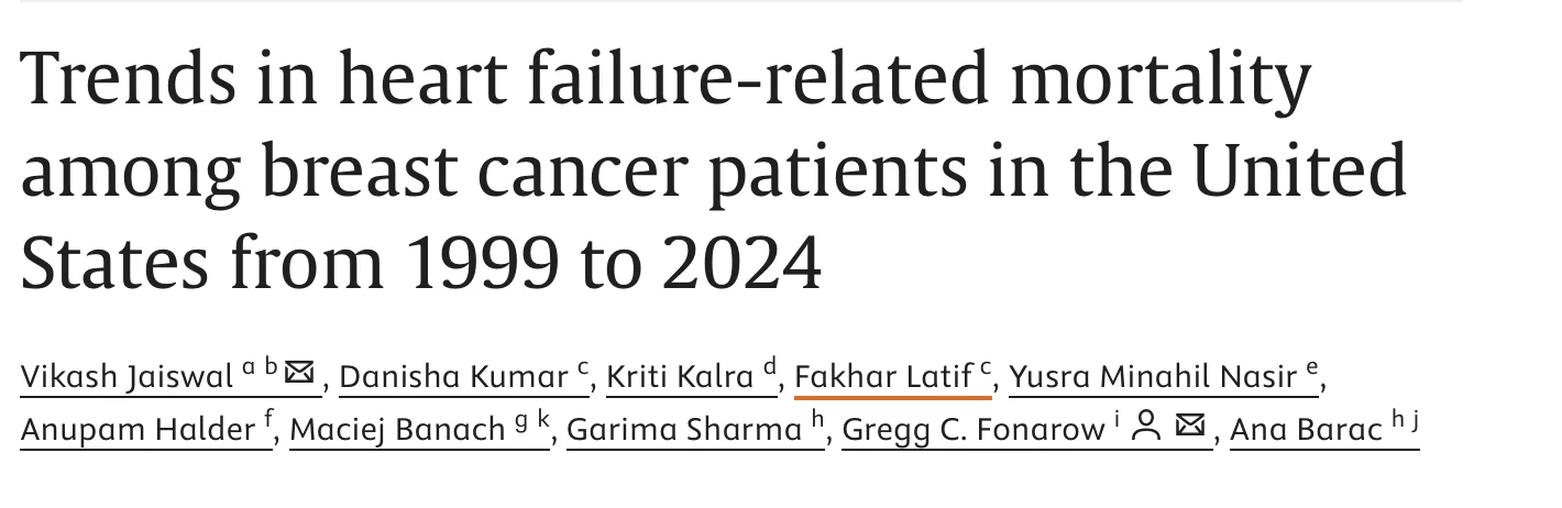 Vikash Jaiswal: A Wake-Up Call for Cardio-Oncology Care in Breast Cancer Survivorship