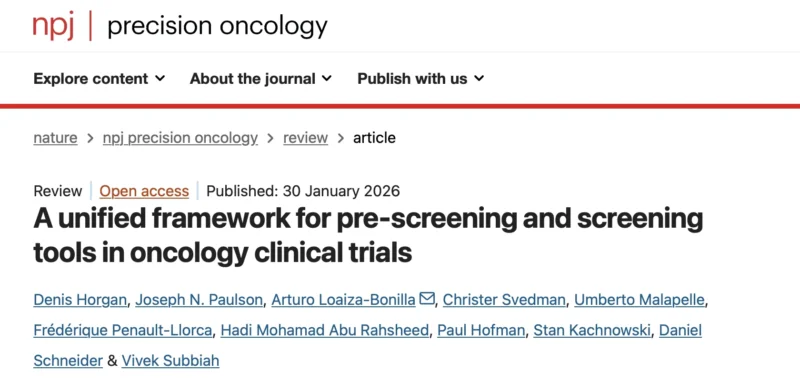 A Unified Framework for Pre-Screening and Screening Tools in Oncology Clinical Trials - EAPM
