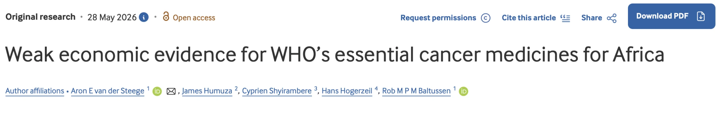 Rob Baltussen: Does WHO Provide the Best Possible Advice on Cancer Medicines to African Countries? 2 Rob Baltussen: Does WHO Provide the Best Possible Advice on Cancer Medicines to African Countries?