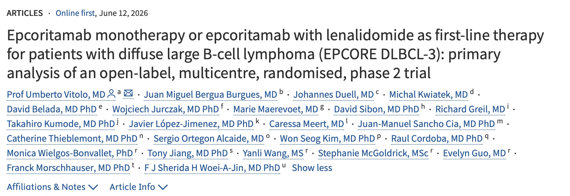 Raul Cordoba: New EPCORE DLBCL-3 Data on Epcoritamab in First-Line DLBCL 2 Raul Cordoba: New EPCORE DLBCL-3 Data on Epcoritamab in First-Line DLBCL